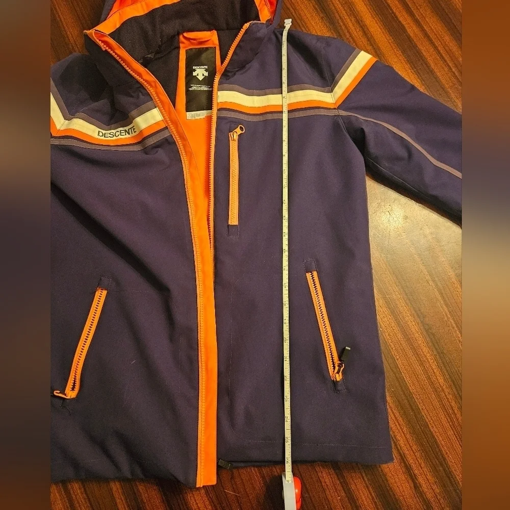 Descente Navy Detachable Hood Softshell Zip Jacket Junior 14 Ski Hike EUC